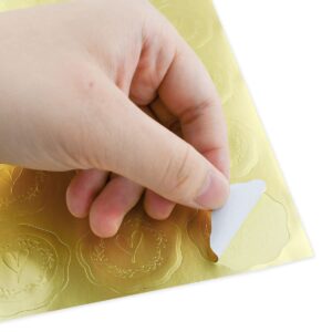 300 Pieces Gold Heart Stickers Envelope Seals Self-Adhesive Embossed Envelopes Seal Stickers for Wedding Invitations Greeting Cards Party Favors Gift Packaging DIY Decoration Wax Seal Stickers Labels