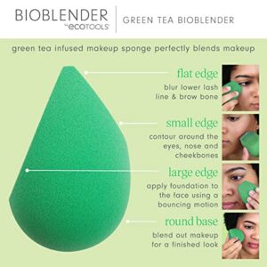 EcoTools Green Tea Bioblender, Compostable Makeup Blending Sponge, For Foundation & Base Coverage, Skin-Calming, Natural Infusion, Cruelty Free & Vegan, Packaging May Vary, 1 Count