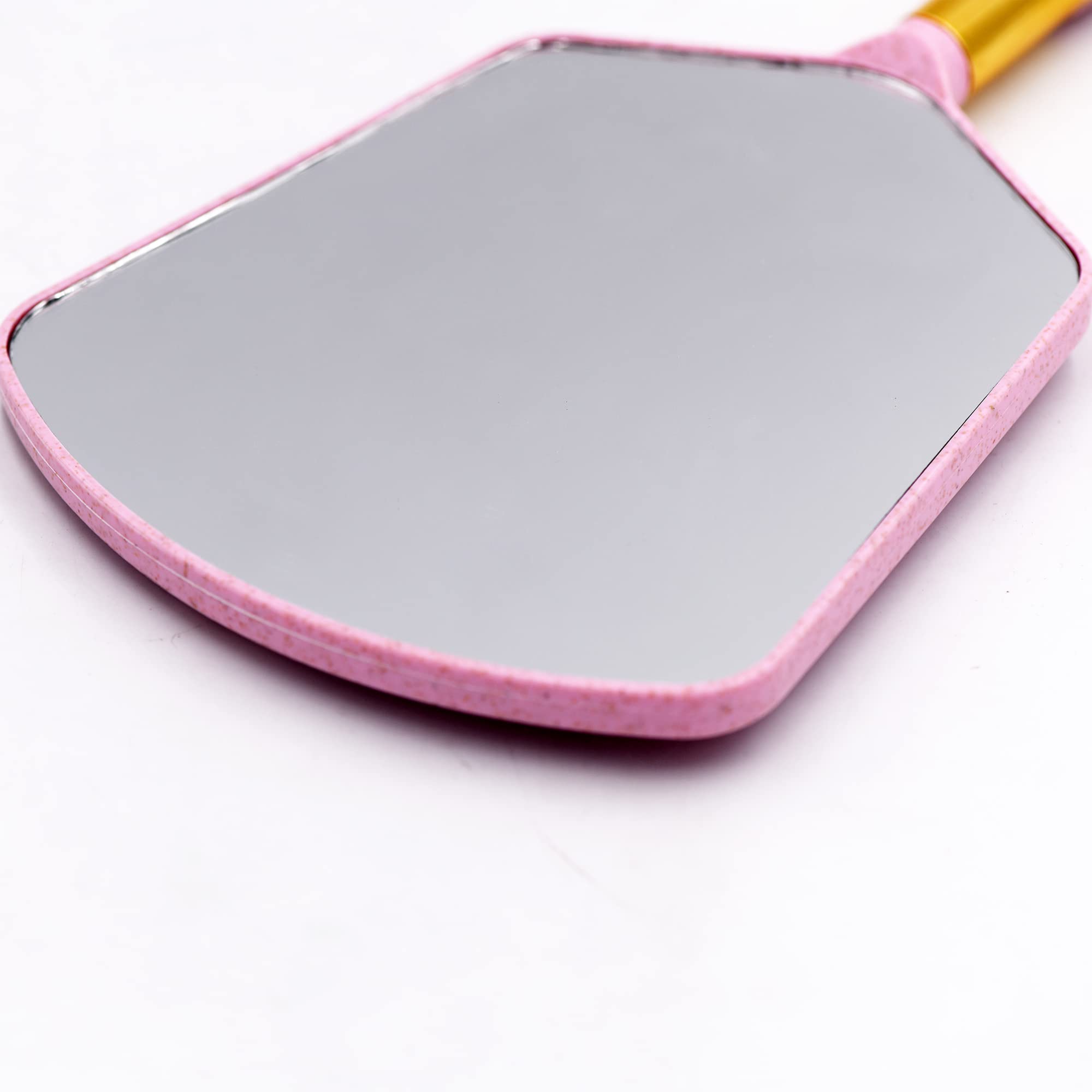 YCHMIR Hand Mirror, Handheld Mirror with Handle，Barber Hairdressing Handheld Mirrorfor for Salon 6 x 13 inch Pink-Square