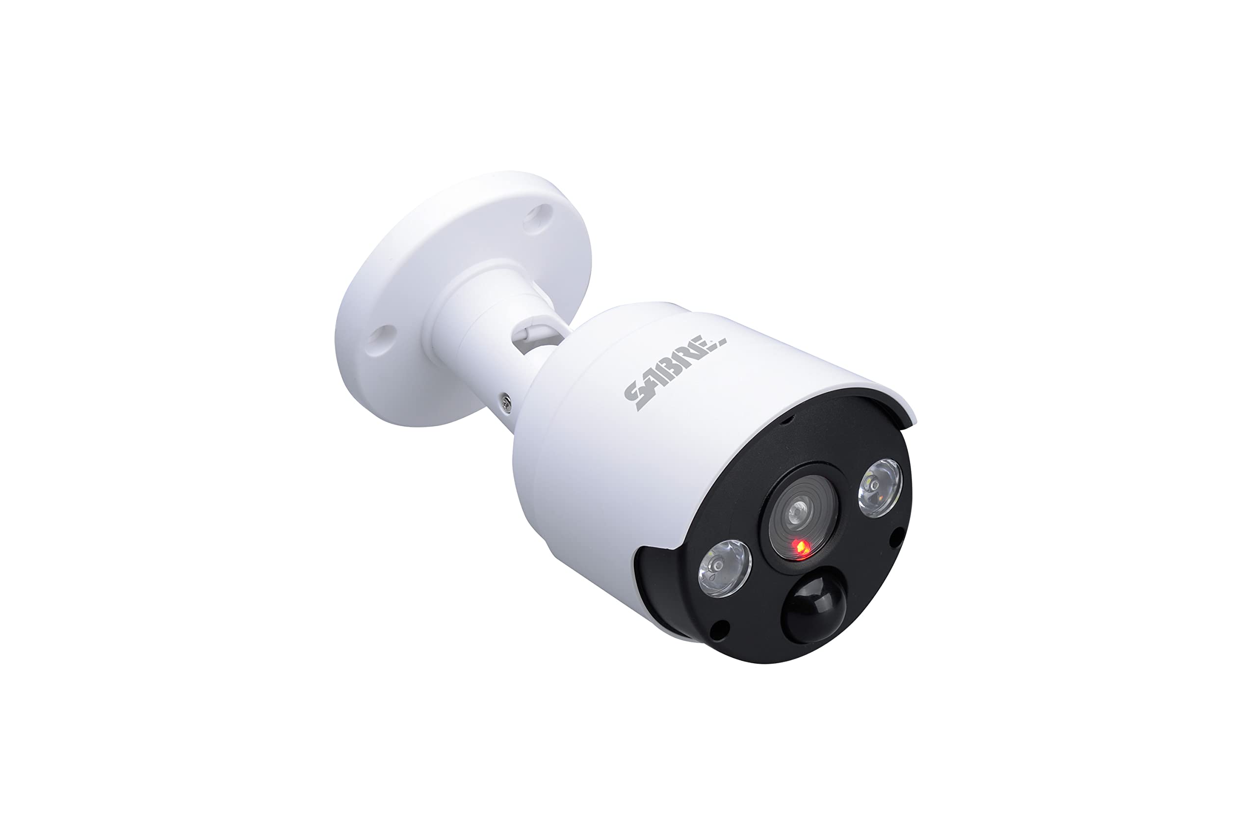 SABRE 2-in-1 Fake Security Camera with Motion Detector, Two LED Lights, Continuous Blinking LED Light, 3 Different Settings, Weather-Resistant IP44 Design, Realistic Look, No Wiring Needed