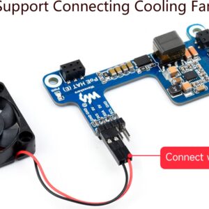 Power Over Ethernet HAT POE HAT (E) for Raspberry Pi 4B/Pi 3B+, IEEE 802.3af-Compliant Standard, Support Connecting Cooling Fan and Official Case