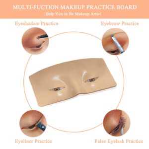 Makeup Practice Face Board, Resusable 3D Makeup Mannequin Face, Eyes Makeup Practice Face with Makeup Kit for Makeup Student and Beginner to Practice Eyeshadow Eyeliner Eyebrow Makeup & Lash Extension