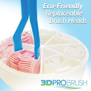 3D PRO BRUSH | 3-Sided Toothbrush | 7-Pack Replacement Heads | 3X Triple Clean + Soft Gum Massage| Built-In Tongue Scraper | Sustainable Eco-Friendly Design | Kids Adults Braces Travel | MADE IN USA