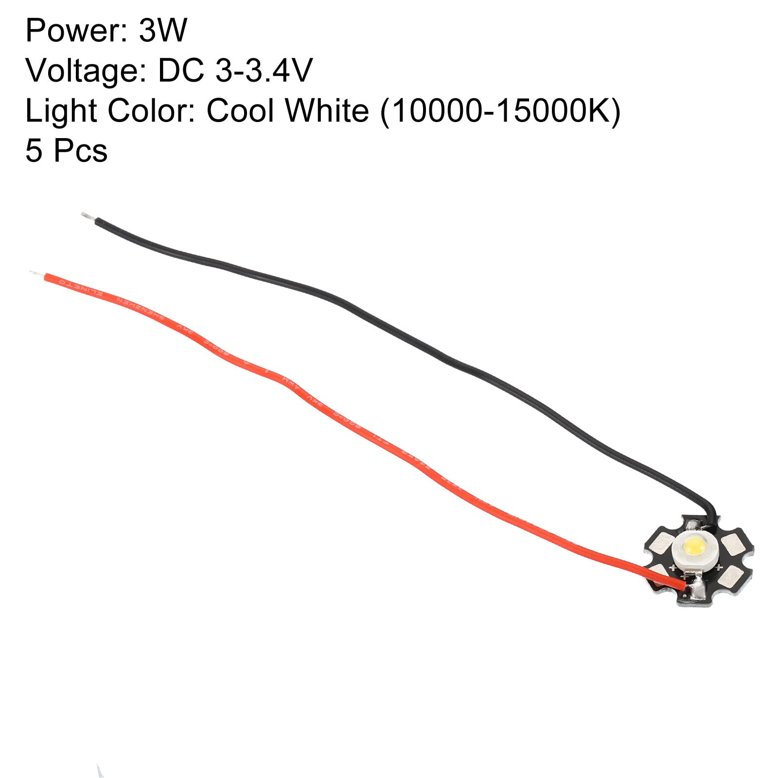 PATIKIL 0.8" LED Chip Bulb, 5 Pack 700mA 3W COB Light Beads Light Copper Bracket with Wire for DIY Lighting Fixtures, Cool White 10000-15000K
