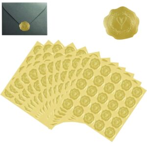 300 pieces gold heart stickers envelope seals self-adhesive embossed envelopes seal stickers for wedding invitations greeting cards party favors gift packaging diy decoration wax seal stickers labels