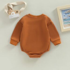 Kuriozud Newborn Baby Boy Girl Sweater Romper MAMAs Coffee Date Oversized Sweatshirt Fall Winter Clothes Valentines Day Outfit (Mama's Coffee Date Brown, 0-3 Months)