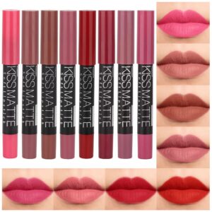 evpct 8pcs nude pink beige ruby rose red brown mauve matte lipstick and lip crayon lip liner pencil pen set for women labial labiales mate magicos 24 horas originales pintalabios permanente 24 horas