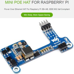 Power Over Ethernet HAT POE HAT (E) for Raspberry Pi 4B/Pi 3B+, IEEE 802.3af-Compliant Standard, Support Connecting Cooling Fan and Official Case