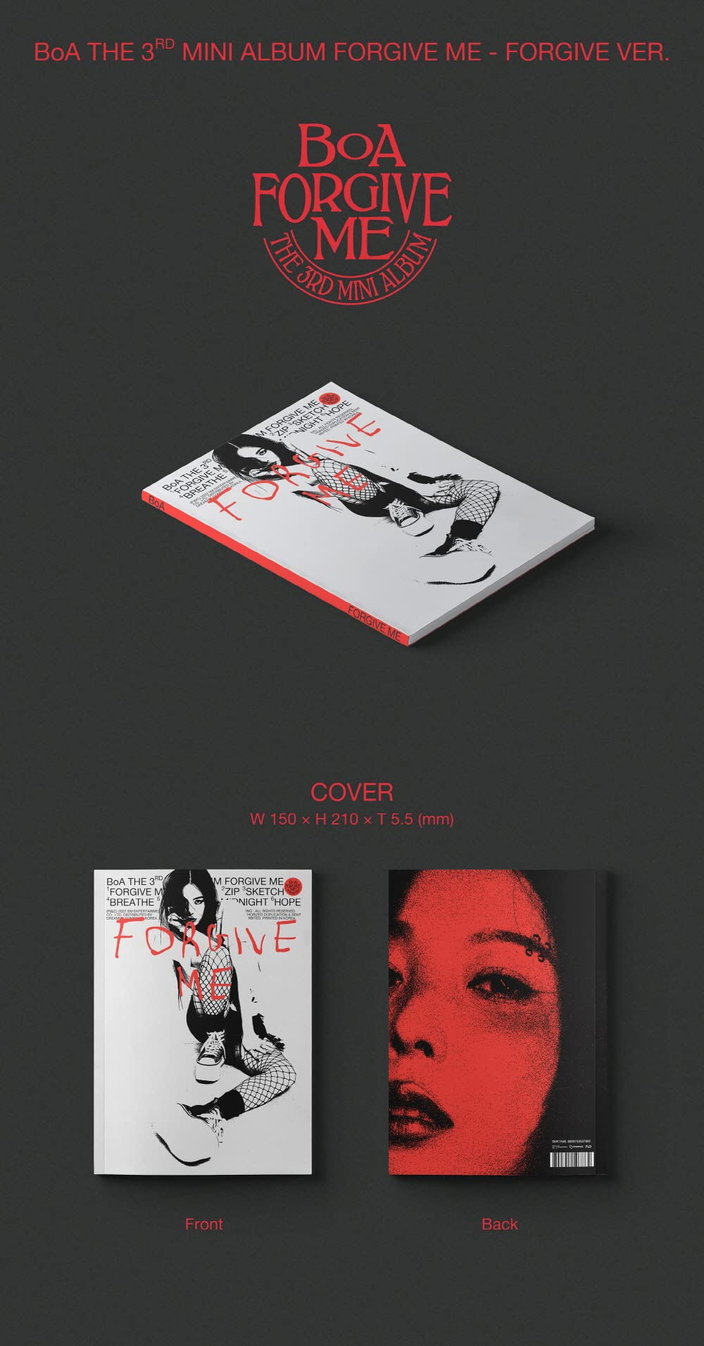 BoA - 3rd Mini Album Forgive Me (Forgive Ver.) CD (+ Folded Poster)