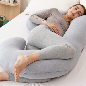 MOVEBO Pregnancy Pillow, Pregnancy Body Pillow, Pregnancy Pillows for Sleeping, Maternity Pillow for Pregnant Women (Grey)