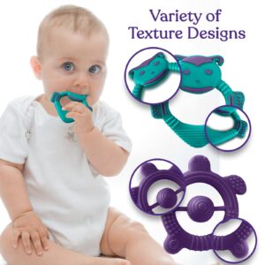 Baby Teething Toys for Newborn, Infants 0-6 Months Silicone Teethers for Babies 6-12 Months BPA Free (Bee - Purple & Turquoise)