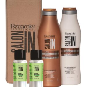 RECAMIER Salt Free Shampoo Repair and Ultra Hydrate Conditioner Hair Treatment Set 10.1oz +2 Nano Keratin Shots