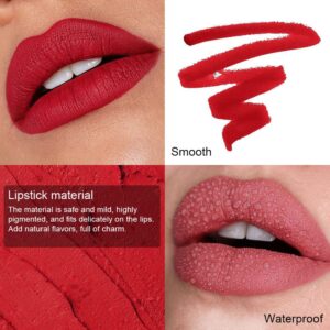 evpct 8Pcs Nude Pink Beige Ruby Rose Red Brown Mauve Matte Lipstick and Lip Crayon Lip Liner Pencil Pen Set for Women labial labiales mate magicos 24 horas originales pintalabios permanente 24 horas