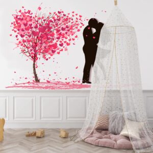 Love Red Heart Wall Decor Happy Valentine’s Day Accessories Wall Decals,Peel and Stick Removable Wall Decals,for Girls Room Couples Flower Bike Hot Air Balloon Tree Vinyl Sticker Wedding Couple Couple Bedroom Girls Kids Room Home Art Mural DIY Wallpaper (