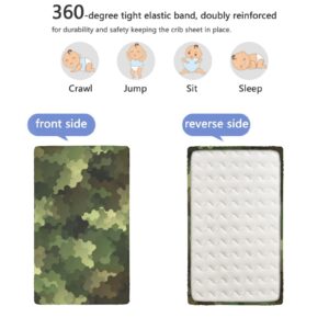 Camo Themed Fitted Mini Crib Sheets,Portable Mini Crib Sheets Ultra Soft Material -Baby Crib Sheets for Girl or Boy,38 x 24 Inch,Pale Green Brown Green