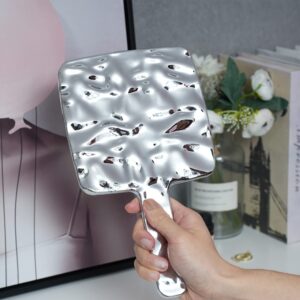 YCHMIR Hand Mirror Hand Held Mirror Electroplate Mirror Sliver, Square 5 x9.1 inch