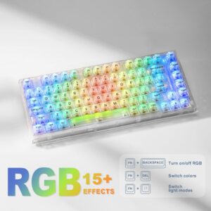 YUNZII X75 82 Key Hot Swappable Mechanical Keyboard with Transparent Keycaps, Gasket Mount 75 Keyboard, RGB Backlit Custom Gaming Keyboard for Windows/Mac (Kailh Jellyfish Switch, Wired-White)