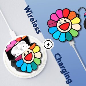 Besoar for AirPods 2&1 Case Cartoon Cute Kawaii Silicone Cases for Apple AirPod Air Pods 1/2 Design Cover Cool Unique Fashion Fun Funny Soft Coves for Girls Girly Boys(Chromatic Flowers)