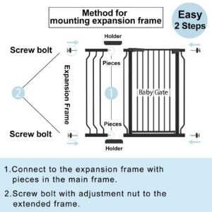 UVIPC Extra Tall 40.55" Baby Gate Extra Wide Pressure Mounted Walk Through Child Kids Gate Black Pet Puppy Gates