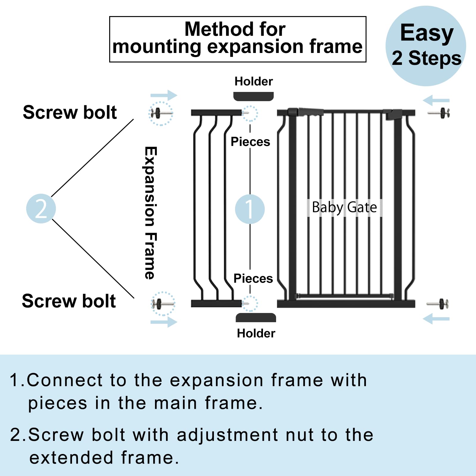 UVIPC Extra Tall 40.55" Baby Gate Extra Wide Pressure Mounted Walk Through Child Kids Gate Black Pet Puppy Gates