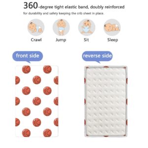 Basketball Themed Fitted Crib Sheet,Standard Crib Mattress Fitted Sheet Soft & Stretchy Fitted Crib Sheet -Great for Boy or Girl Room or Nursery,28 x 52 Inch,Cinnamon White Black