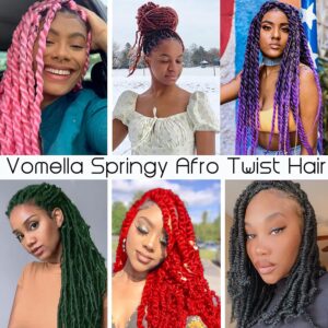 Afro Twist Hair 16Inch 3Packs Springy Afor Twist Hair Pre Fluffed Spring Twist Hair (16 Inch (Pack of 3), 1B#) …