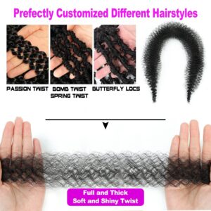 Afro Twist Hair 16Inch 3Packs Springy Afor Twist Hair Pre Fluffed Spring Twist Hair (16 Inch (Pack of 3), 1B#) …