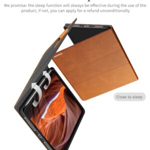 auaua Case for iPad 10th Generation 2022, 10.9 inch Case with Pencil Holder, Auto Sleep/Wake, Adjustable Stand, PU Leather (Brown)