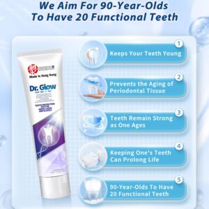 Dr. Glow Gingivitis Treatment Toothpaste for Elderly & Mid-Aged, Gum Repair for Receding Gums Hydroxyapatite Toothpaste, Periodontal Disease Treatment for Seniors, Fluoride Free Gum Disease Treatment