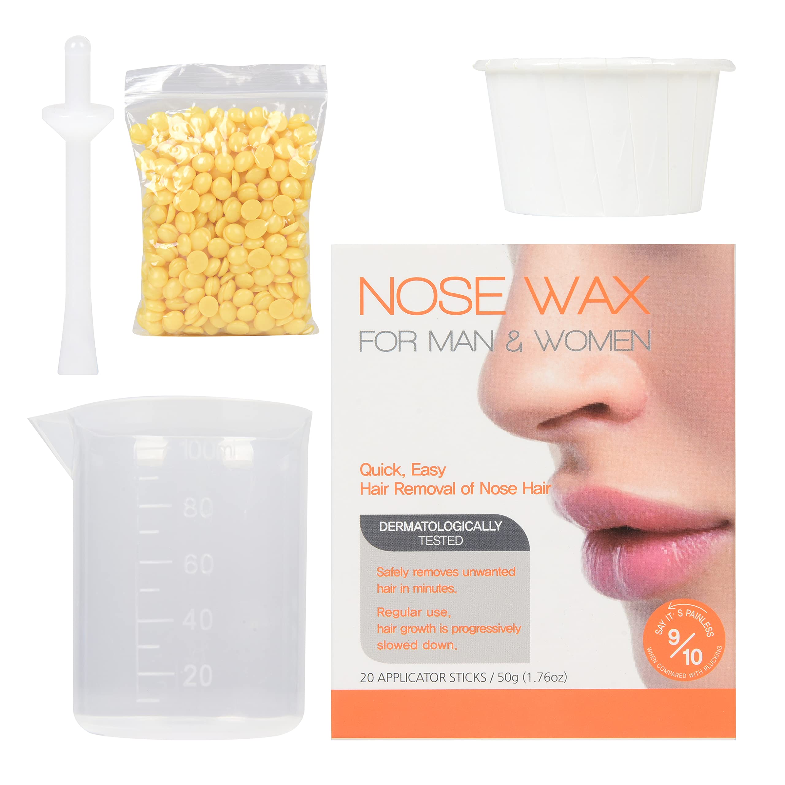 DHI NOSE HAIR WAX KIT FOR MEN & WOMEN, Quick and Easy Hair Removal of Nose Hair, 20 Applicator Sticks