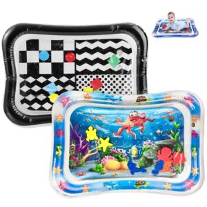 pandaear 2 pack tummy time water mats for baby, inflatable water play mats toys for infants newborn toddlers 3-24 months girls and boys