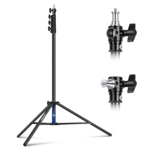 neewer 9.8ft/3m air cushioned light stand, heavy duty metal photography tripod stand with 1/4" to 3/8" reversible spigot, 3 way mounting interface & metal locking knobs, max load 5.5lb/2.5kg