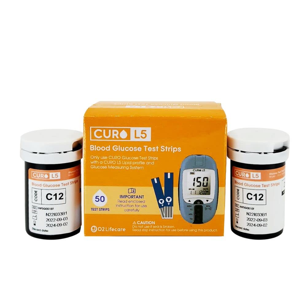 CUROfit L5 Glucose Test Strips : Included Total Glucose Test Strips 100 Qty (Device NOT Included)