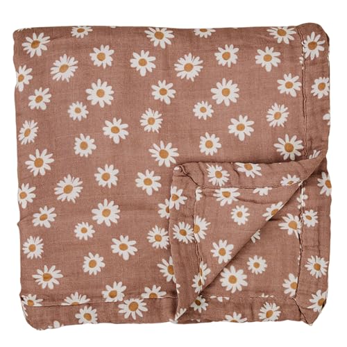 Mebie Baby Muslin Quilt, Daisy Dream, 100% Muslin Cotton Baby Blankets for Girls and Boys, Muslin Baby Blanket for Newborns, Babies, Toddler, Soft Muslin Swaddle Blankets, 47"x47"