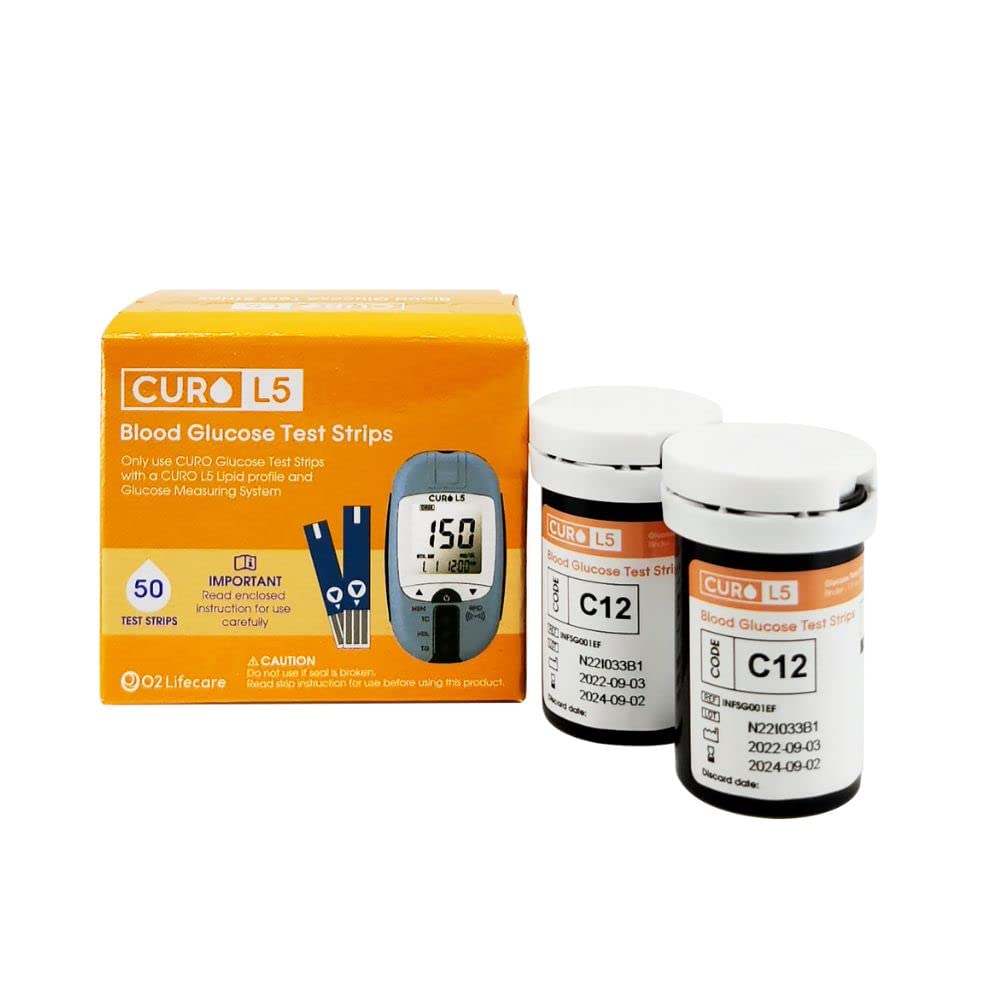 CUROfit L5 Glucose Test Strips : Included Total Glucose Test Strips 100 Qty (Device NOT Included)