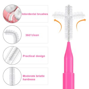 Healeved 100PCS Braces Brushes Interdental Brushes Braces Flossers Braces Brush for Cleaner Toothpick Dental Flossing Head Oral Flosser Dental Picks for Teeth Cleaning(5colors)