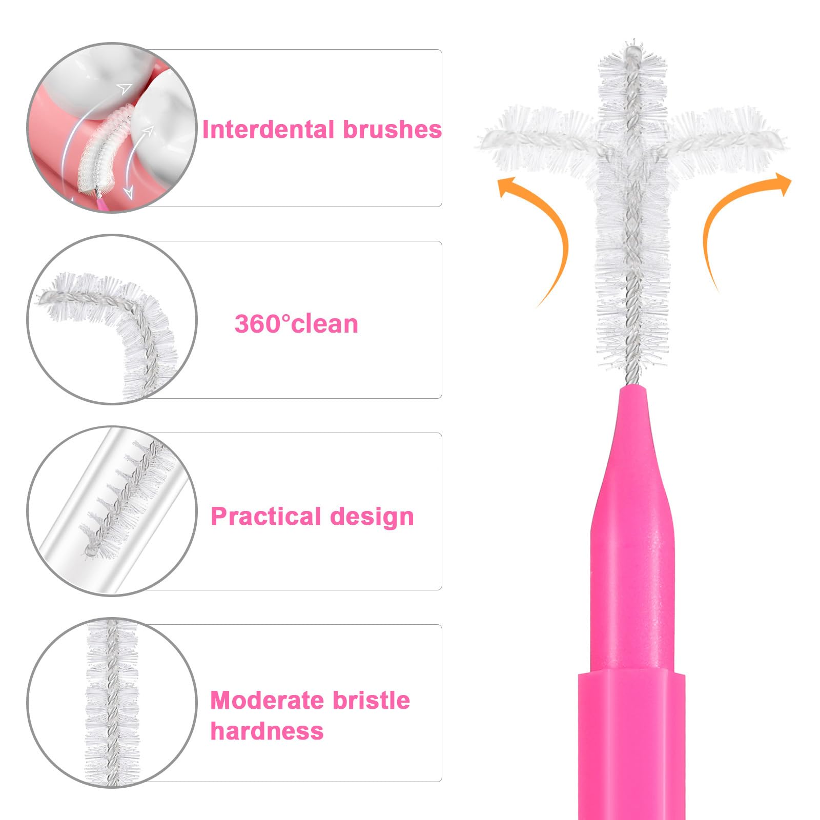 Healeved 100PCS Braces Brushes Interdental Brushes Braces Flossers Braces Brush for Cleaner Toothpick Dental Flossing Head Oral Flosser Dental Picks for Teeth Cleaning(5colors)