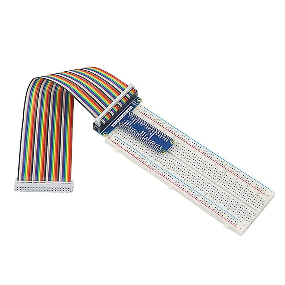 MOOKEENONE 20cm Board Kit + 20cm/7.87" Length 40 Pin GPIO Cable + Breadboard + Jump Cable for Raspberry Pi 3 4