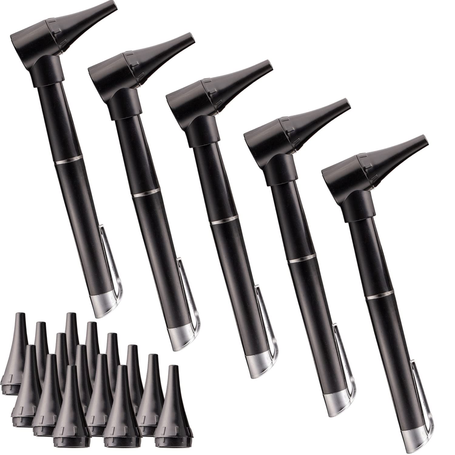 Novamedic Pack of 5, Pocket Otoscope Kits with LED Light Ideal for Ear Infection Diagnostics, Nurses Doctor EMTs & Medical Students, 3 Size Replacement Specula Tips