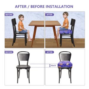 Toddler Booster Seat for Dining Table, KIDUN Portable Dining Chair Heightening Cushion, Washable Adjustable Booster Chair Increasing Cushion for Kids with Safety Buckles and Non-Slip. (Purple)