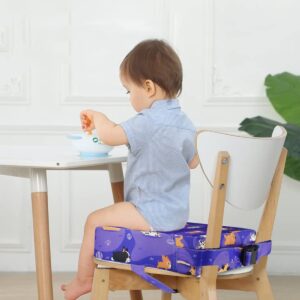 Toddler Booster Seat for Dining Table, KIDUN Portable Dining Chair Heightening Cushion, Washable Adjustable Booster Chair Increasing Cushion for Kids with Safety Buckles and Non-Slip. (Purple)