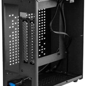 Aluminum Mini ITX Case with PCIe Riser, JOYJOM Mini PC Case, SFF Small Form Factor PC Case, TX Computer Gaming Case supports GPU Graphics Card (Black)