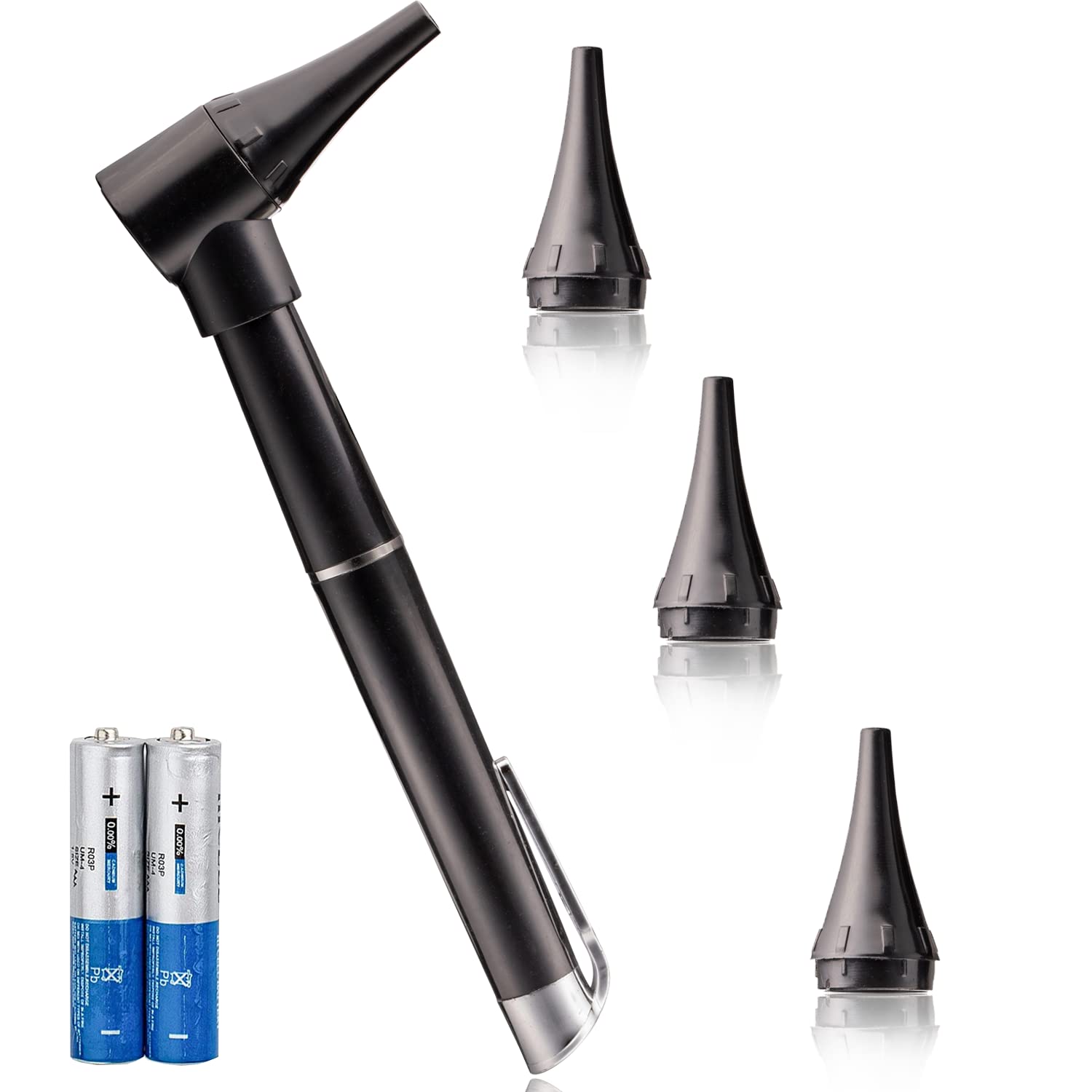 Novamedic Pack of 5, Pocket Otoscope Kits with LED Light Ideal for Ear Infection Diagnostics, Nurses Doctor EMTs & Medical Students, 3 Size Replacement Specula Tips