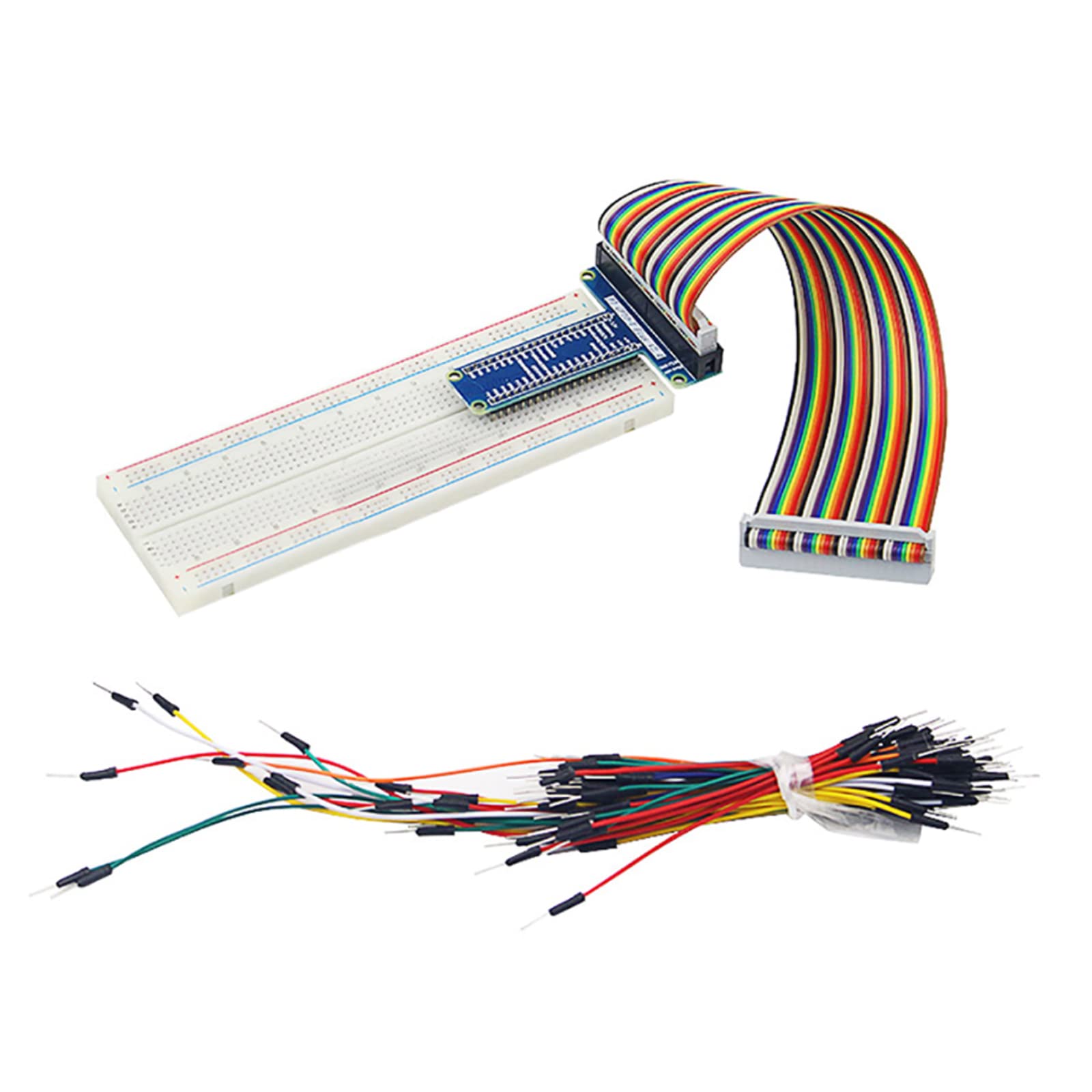 MOOKEENONE 20cm Board Kit + 20cm/7.87" Length 40 Pin GPIO Cable + Breadboard + Jump Cable for Raspberry Pi 3 4