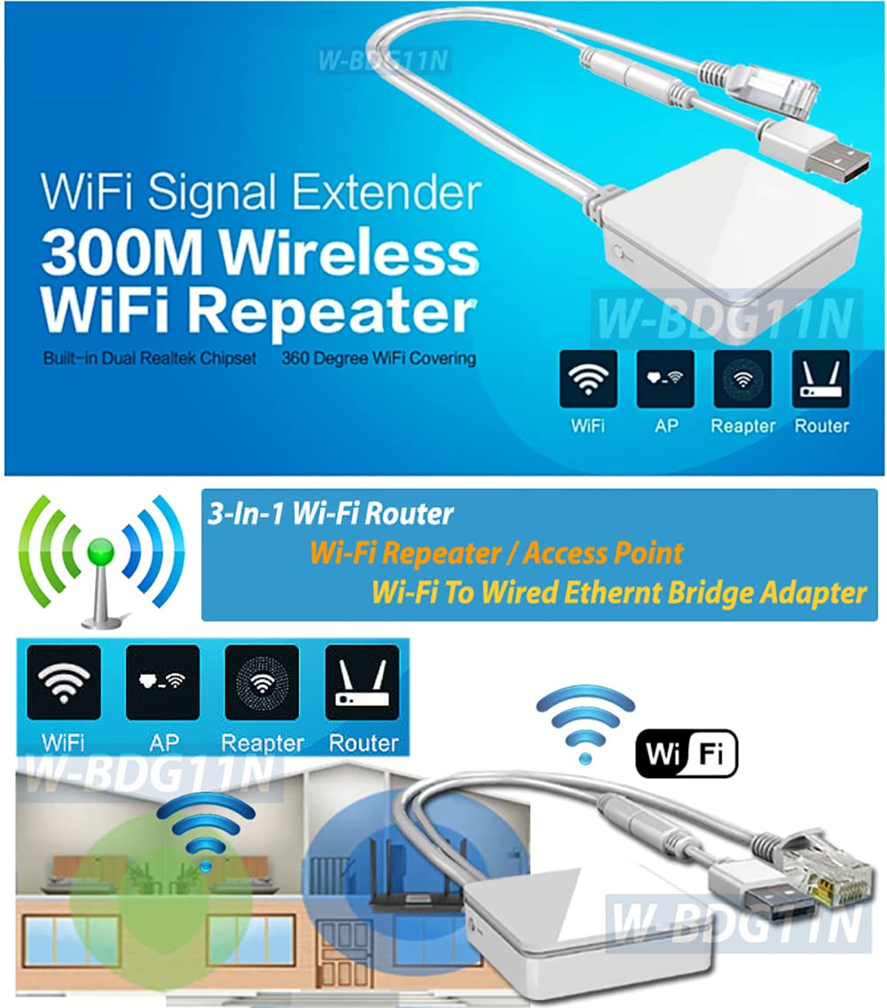 3-in-1 Wireless Router + Wi-Fi Repeater + Wi-Fi to Ethernet Bridge Adapter