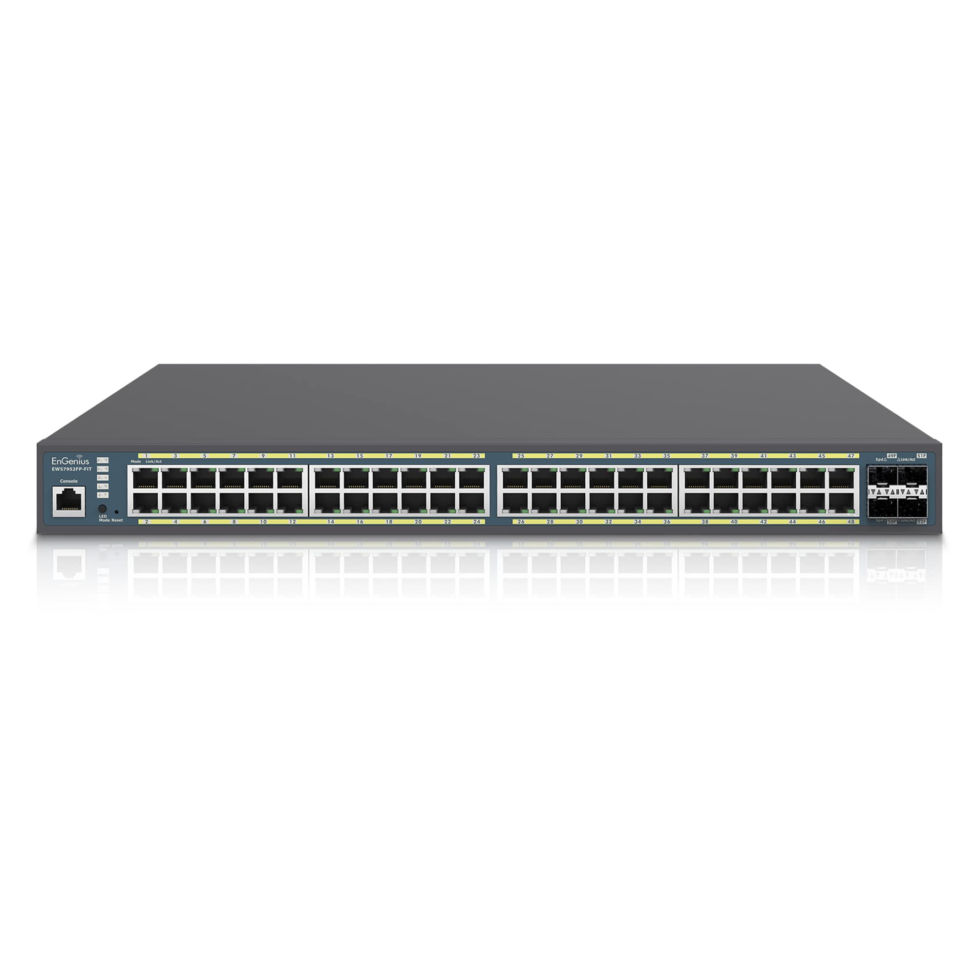 EnGenius Fit L2 Plus Managed 48-Port Gigabit PoE+ Switch | 740W Budget | 4 SFP Uplink Ports | 802.3at/af PoE+ Ready | 104 Gbps Switching Capacity [EWS7952FP-FIT]