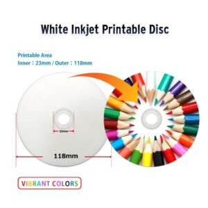 Prodisc CD-R 700MB 52X White Inkjet Hub Printable Recordable Media Disc - 100 Discs (Japanese Limited Edition) Blank CDs, CD-R Discs for Music and Data, Writable CDR, 100 Pack