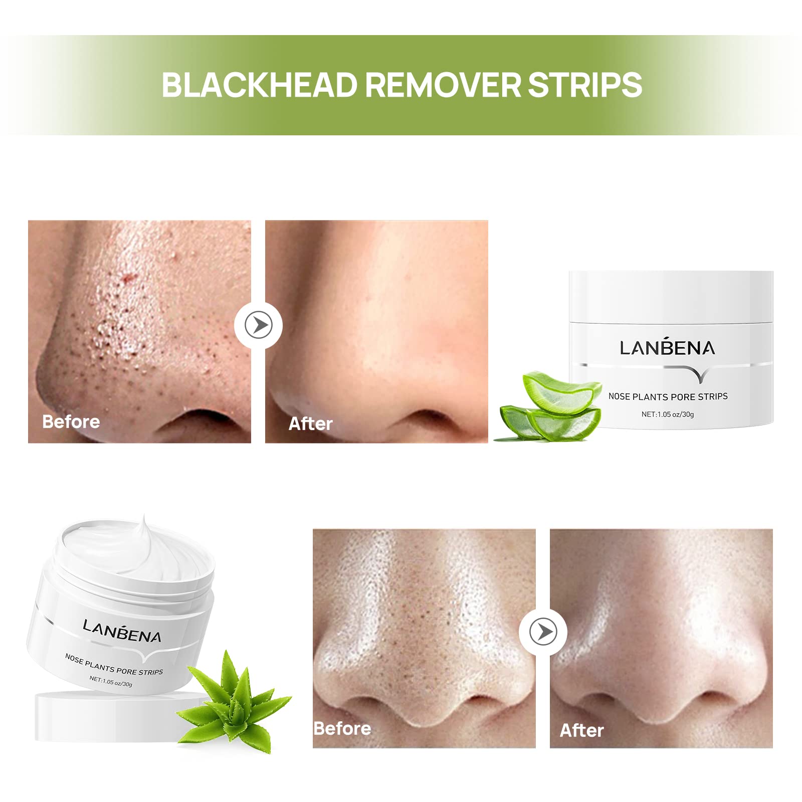 LANBENA Blackhead Remover Peel Off Mask for Face and Nose - 1.05oz. Remove Black Heads Face Black Head Remover Strips.