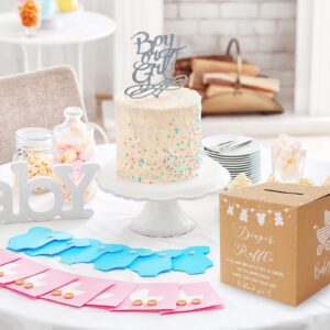 Whaline 50Pcs Diaper Raffle Tickets with Box and Card Sign Baby Shower Game Kraft Diaper Raffle Insert Invitation Card for Gender Reveal Baby Shower Table Centerpiece Party Favor Decoration