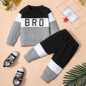 Aulyffo Toddler Boy Clothes,4T 5T Boys Sweatshirts Fall Outfits Casual Long Sleeve Letter Tops Jogger Pants 2Pcs Fashion Boys Clothing Sets